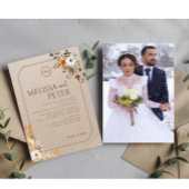 Boho Wildflower Brown Photo 結婚's 招待状