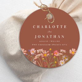 Boho Wildflower Burnt Orange結婚's Thank You フェイバータグ