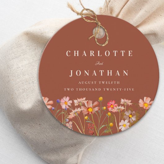 Boho Wildflower Burnt Orange結婚's Thank You フェイバータグ