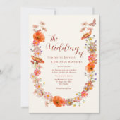 Boho Wildflower Butterfly結婚のQRコード 招待状 (正面)