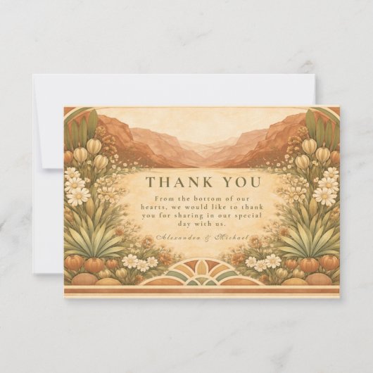 Boho Wildflower Desert Wedding サンキューカード (正面)