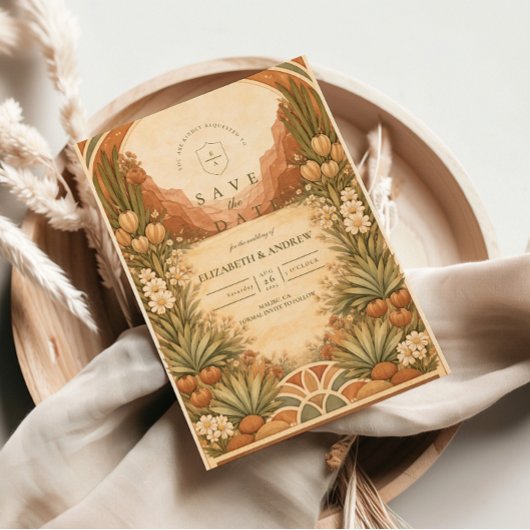 Boho Wildflower Desert Wedding セーブザデート