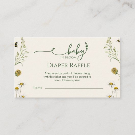 Boho Wildflower Diaper Raffle Enclosure Card  エンクロージャーカード (正面)