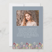 Boho Wildflower Dusty Blueフォトグラッドアナウンス 招待状 (裏面)