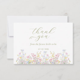 Boho Wildflower Elegant Bridal Shower  サンキューカード