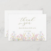 Boho Wildflower Elegant Bridal Shower  サンキューカード (正面/裏面)