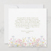 Boho Wildflower Elegant Bridal Shower サンキューカード (裏面)