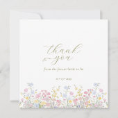 Boho Wildflower Elegant Bridal Shower サンキューカード (正面)