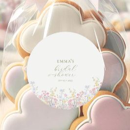 Boho Wildflower Elegant Bridal Shower  ラウンドシール