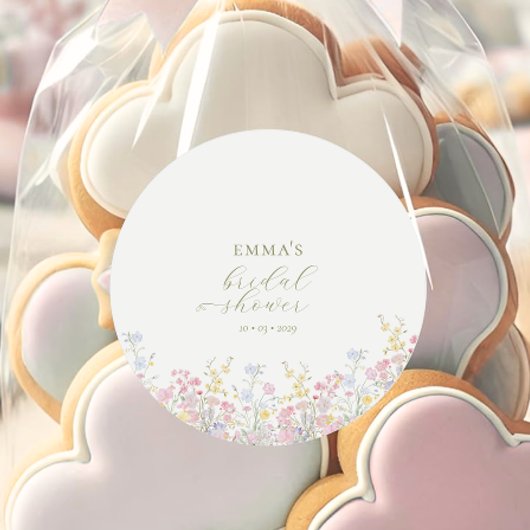 Boho Wildflower Elegant Bridal Shower  ラウンドシール