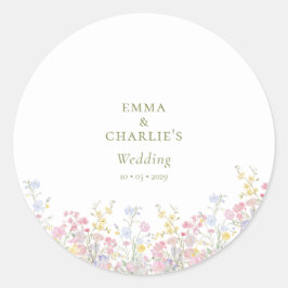 Boho Wildflower Elegant Wedding ラウンドシール