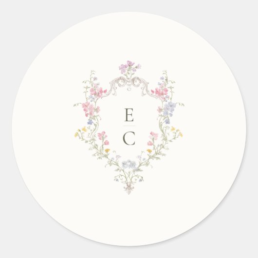 Boho Wildflower Elegant Wedding ラウンドシール (正面)