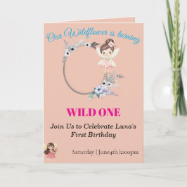 Boho Wildflower Fairy Girl 1st Birthday Card  招待状