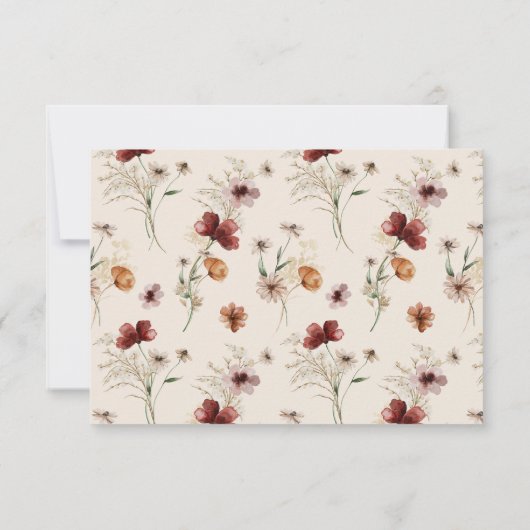 Boho Wildflower Fall Wedding QR Code RSVP Card (裏面)