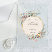 Boho Wildflower Fern Beige Save the Date アクリル招待状