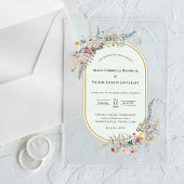 Boho Wildflower Fern Mint Green Wedding アクリル招待状