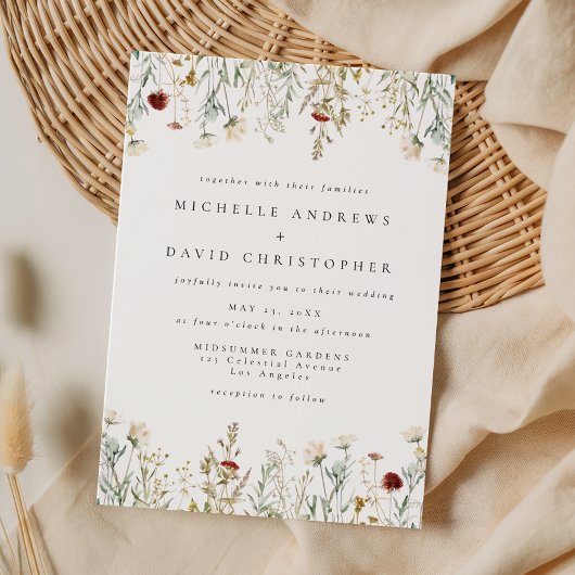 Boho Wildflower Field Wedding Invitation 招待状