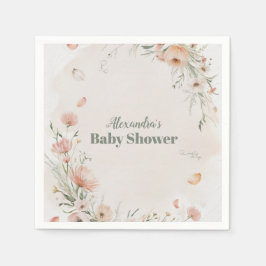 Boho Wildflower Floral Baby Shower スタンダードカクテルナプキン