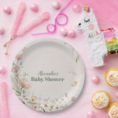 Boho Wildflower Floral Baby Shower ペーパープレート (パーティー)