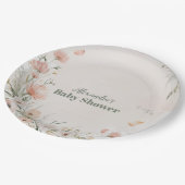 Boho Wildflower Floral Baby Shower ペーパープレート (アングル)