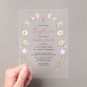 Boho Wildflower Floral Girl Baptism アクリル招待状 (インサイチュ (ポータブル))