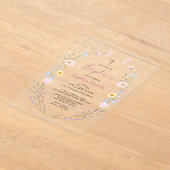 Boho Wildflower Floral Girl Baptism アクリル招待状 (レイダウン)