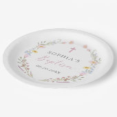 Boho Wildflower Floral Girl Baptism ペーパープレート (アングル)