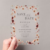 Boho Wildflower Floral Wedding Save the Date アクリル招待状 (インサイチュ (ポータブル))