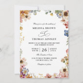 Boho Wildflower Garden Budget QR Code Wedding 招待状 (正面)