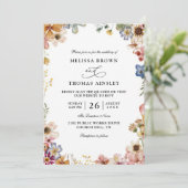 Boho Wildflower Garden Budget QR Code Wedding 招待状 (スタンド正面)