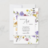 Boho Wildflower Garden White Wedding 招待状 (正面)