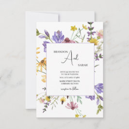 Boho Wildflower Garden White Wedding 招待状