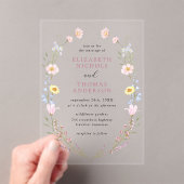 Boho Wildflower Garden Wreath Wedding アクリル招待状 (インサイチュ (ポータブル))