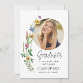 Boho Wildflower Girl Photo University卒業 案内状 (正面)