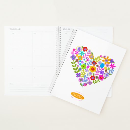 Boho Wildflower Heart 2026 Planner プランナー手帳 (ディスプレー)