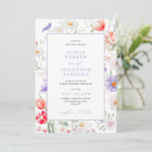Boho wildflower lavender all in one QR wedding 招待状 (スタンド正面)