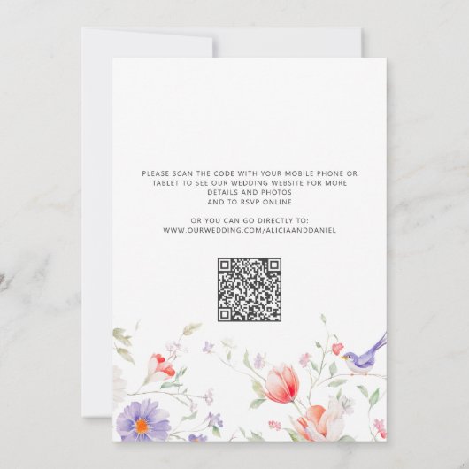 Boho wildflower lavender all in one QR wedding 招待状 (裏面)