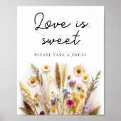 Boho Wildflower Love is sweet Take a Treat ポスター (正面)