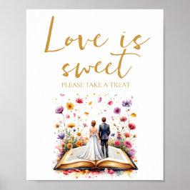 Boho Wildflower Love is sweet Take a Treat Sign ポスター