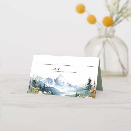 Boho Wildflower Mountain Meadow Wedding プレイスカード (正面)