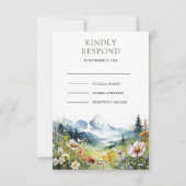 Boho Wildflower Mountain Meadow Wedding 出欠カード (正面)