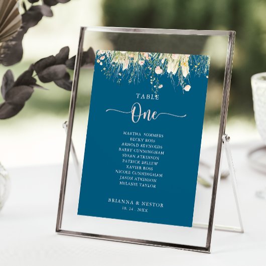 Boho Wildflower Navyテーブル番号1座席表 招待状
