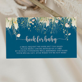 Boho Wildflower Navy Baby Showerブックリクエスト エンクロージャーカード