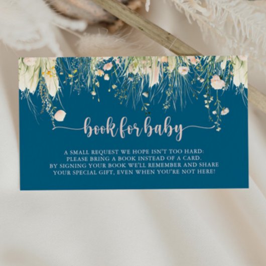 Boho Wildflower Navy Baby Showerブックリクエスト エンクロージャーカード