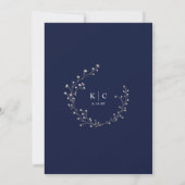 Boho Wildflower Navy Blue Baby's Breath Wedding 招待状 (裏面)