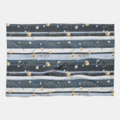 Boho Wildflower Navy Striped Modern Home Decor キッチンタオル (横)