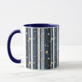 Boho Wildflower Navy Striped Modern Home Decor  マグカップ (左)