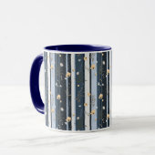 Boho Wildflower Navy Striped Modern Home Decor  マグカップ (正面左)