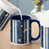 Boho Wildflower Navy Striped Modern Home Decor  マグカップ