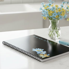 Boho Wildflower Personalized Black Gift for Her ノートブック